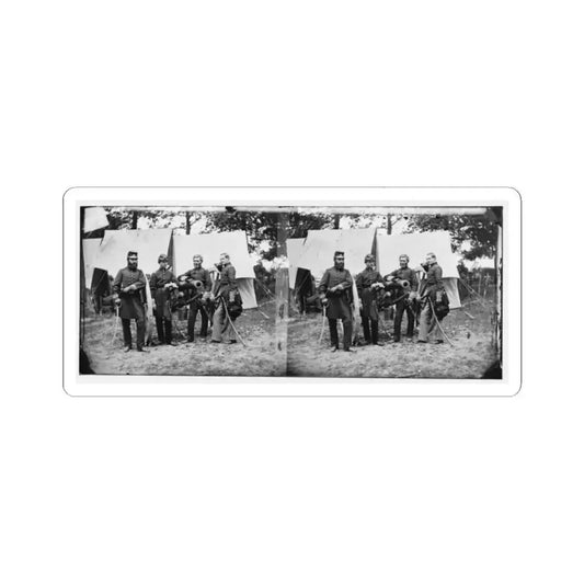 Fair Oaks, Va., Vicinity. Capt. James M. Robertson (Third From Left) and Officers (U.S. Civil War) STICKER Vinyl Kiss-Cut Decal 2 Inch White - The Sticker Space