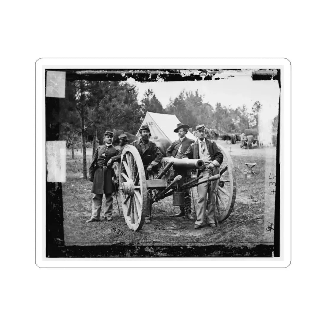 Fair Oaks, Va., Vicinity. Lt. Robert Clarke, Capt. John C. Tidball, Lt. William N. Dennison, and Capt. Alexander C.M. Pennington (U.S. Civil War) STICKER Vinyl Kiss-Cut Decal 3 Inch White - The Sticker Space