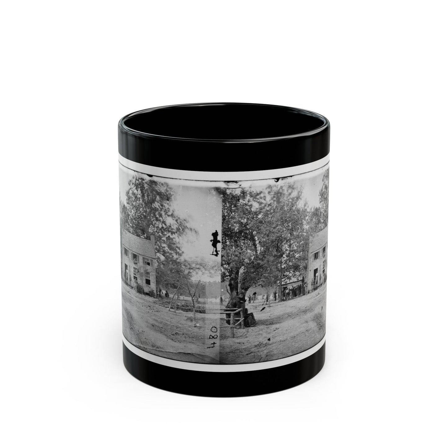 Fair Oaks, Va. Frame House Used As A Hospital By Gen Joseph Hooker's Division (U.S. Civil War) Black Coffee Mug-11oz-The Sticker Space