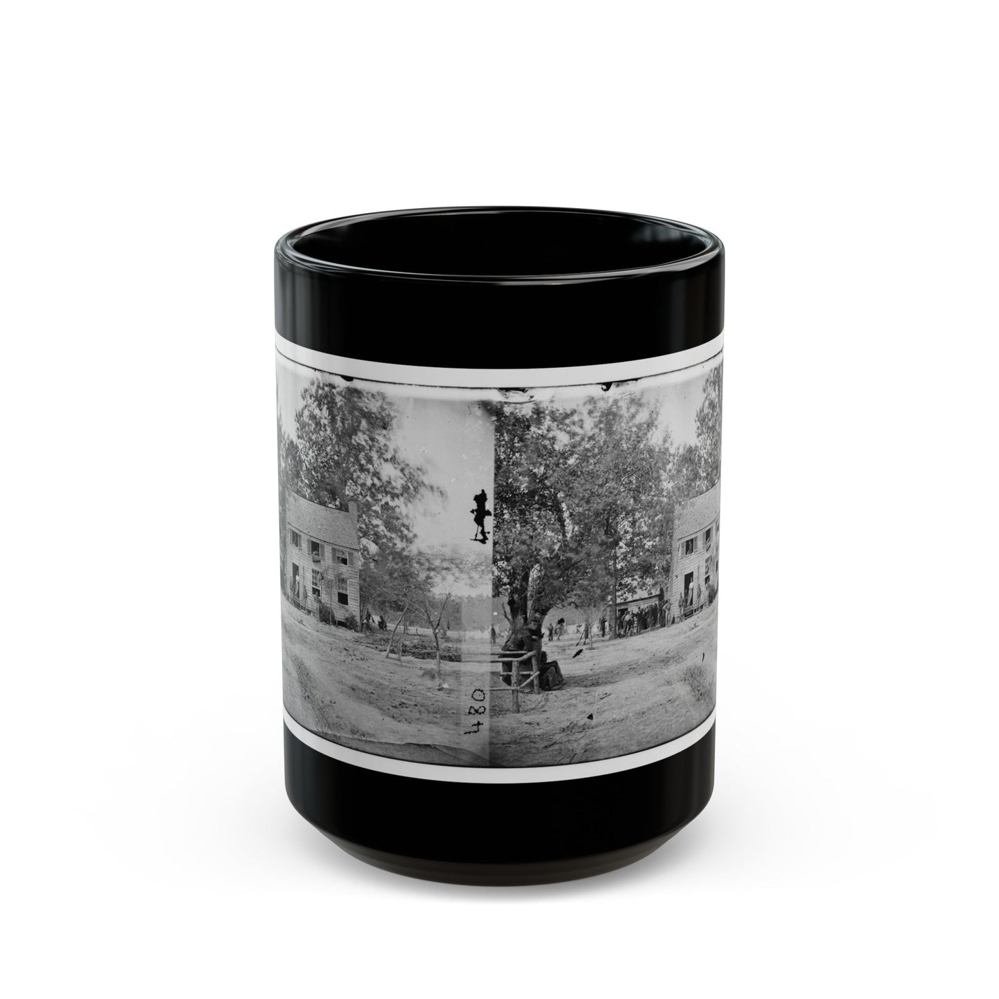 Fair Oaks, Va. Frame House Used As A Hospital By Gen Joseph Hooker's Division (U.S. Civil War) Black Coffee Mug-15oz-The Sticker Space