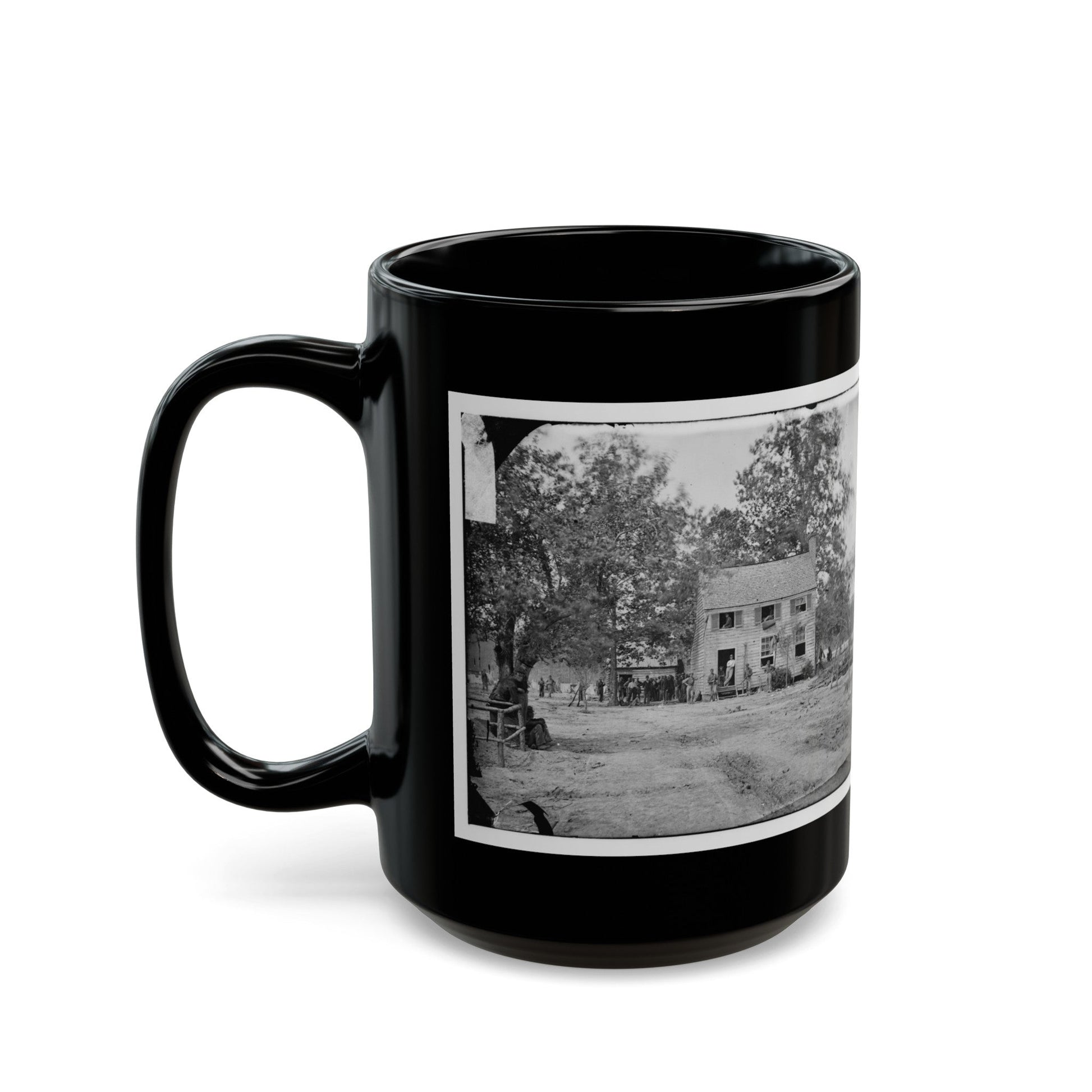 Fair Oaks, Va. Frame House Used As A Hospital By Gen Joseph Hooker's Division (U.S. Civil War) Black Coffee Mug-The Sticker Space