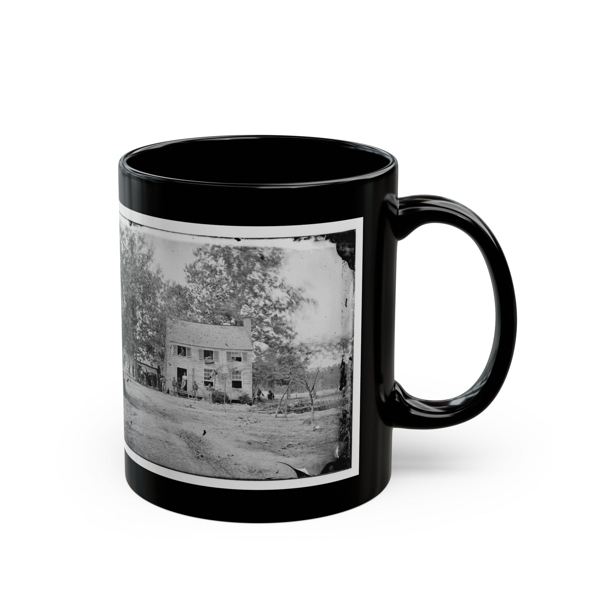 Fair Oaks, Va. Frame House Used As A Hospital By Gen Joseph Hooker's Division (U.S. Civil War) Black Coffee Mug-The Sticker Space