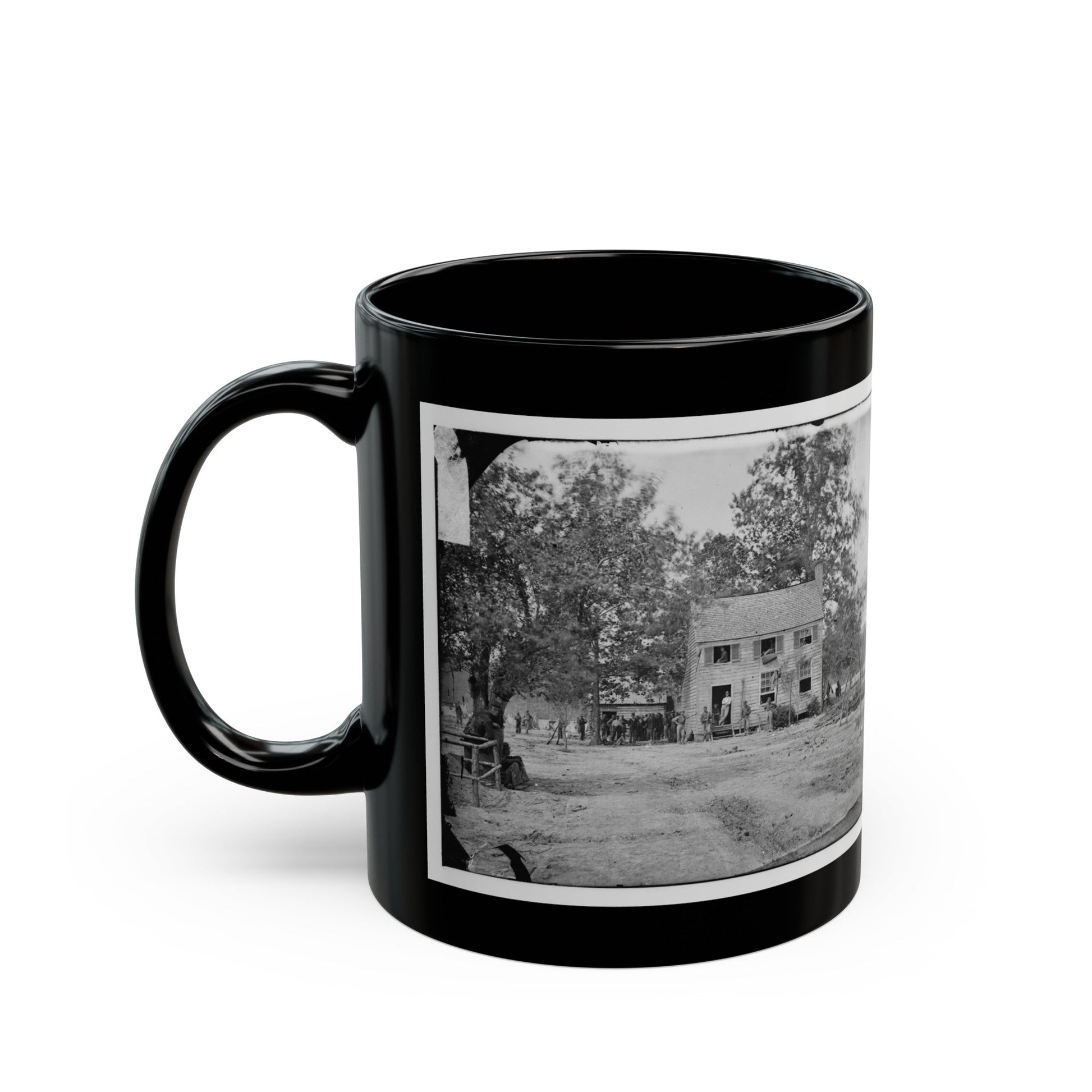 Fair Oaks, Va. Frame House Used As A Hospital By Gen Joseph Hooker's Division (U.S. Civil War) Black Coffee Mug-The Sticker Space