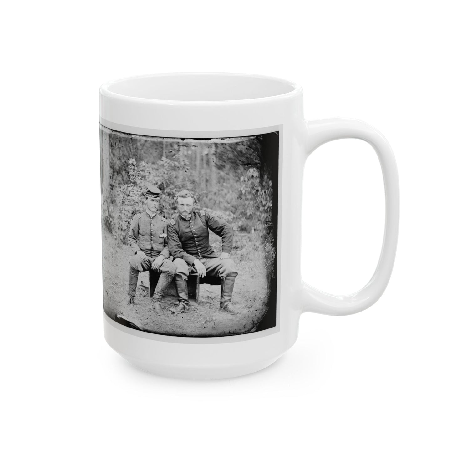 Fair Oaks, Va. Lt. James B. Washington, A Confederate Prisoner, With Capt. George A. Custer Of The 5th Cavalry, U.S.A. (U.S. Civil War) White Coffee Mug