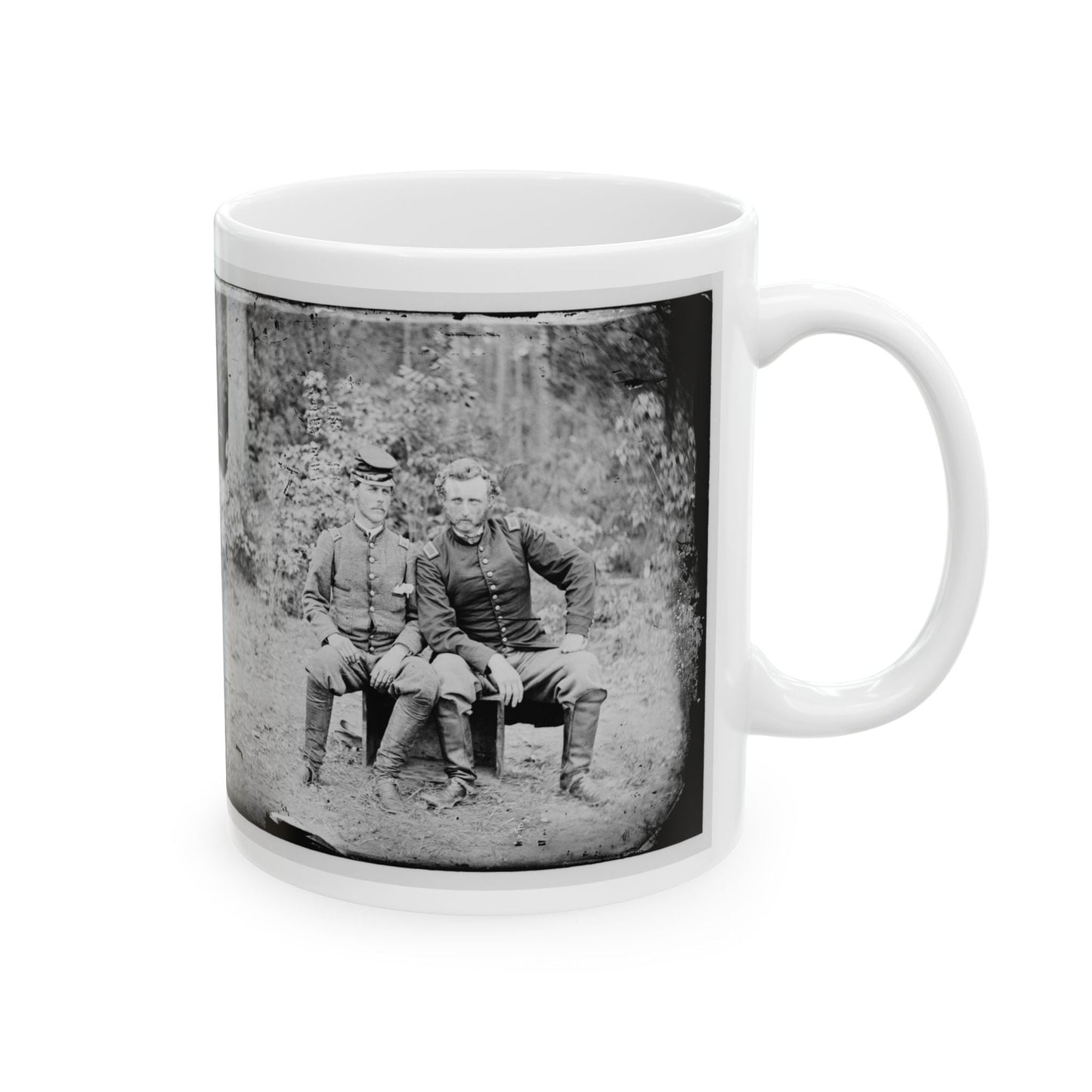 Fair Oaks, Va. Lt. James B. Washington, A Confederate Prisoner, With Capt. George A. Custer Of The 5th Cavalry, U.S.A. (U.S. Civil War) White Coffee Mug