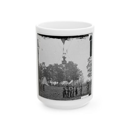 Fair Oaks, Va. Prof. Thaddeus S. Lowe Observing The Battle From His Balloon  Intrepid (U.S. Civil War) White Coffee Mug