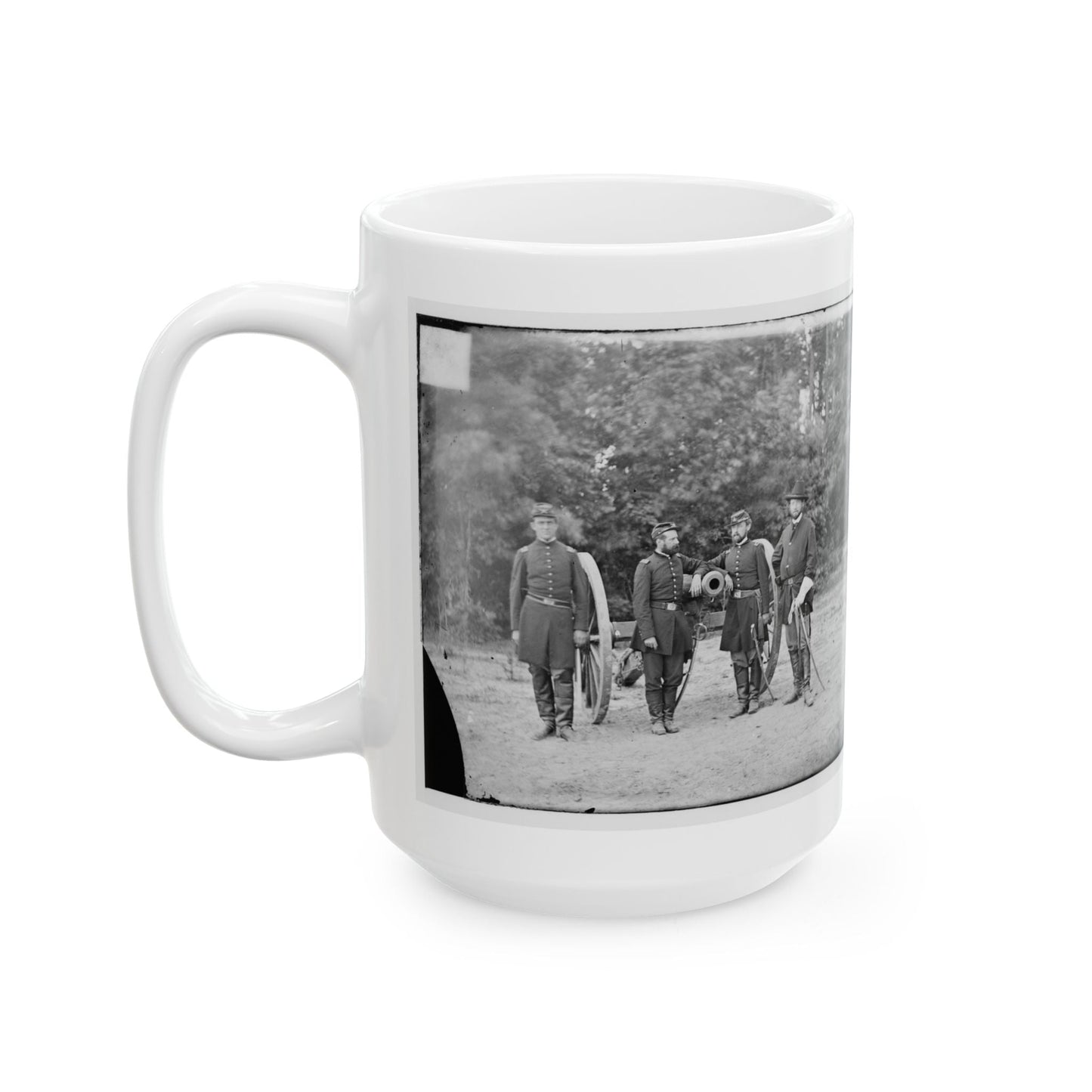 Fair Oaks, Va., Vicinity. Capt. Horatio G. Gibson (Second From Left) And Officers Of His Battery (U.S. Civil War) White Coffee Mug