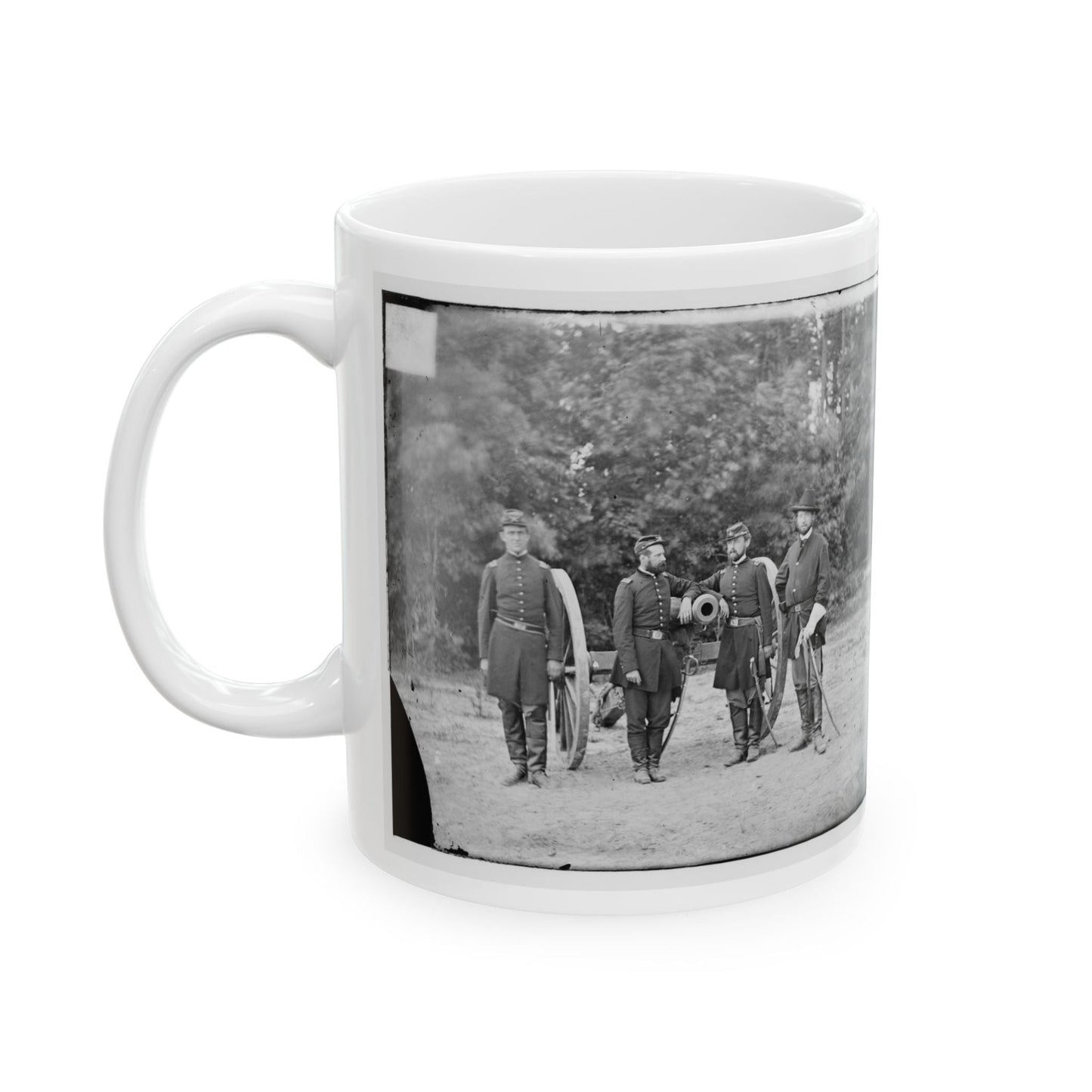 Fair Oaks, Va., Vicinity. Capt. Horatio G. Gibson (Second From Left) And Officers Of His Battery (U.S. Civil War) White Coffee Mug