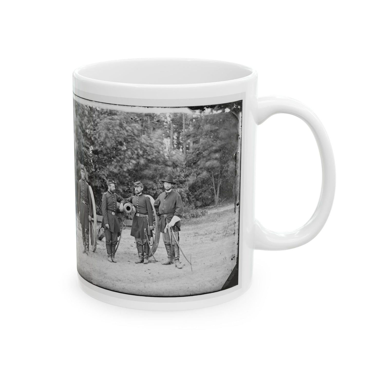 Fair Oaks, Va., Vicinity. Capt. Horatio G. Gibson (Second From Left) And Officers Of His Battery (U.S. Civil War) White Coffee Mug