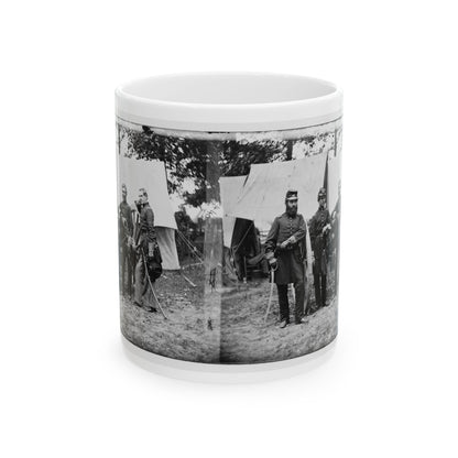 Fair Oaks, Va., Vicinity. Capt. James M. Robertson (Third From Left) And Officers (U.S. Civil War) White Coffee Mug