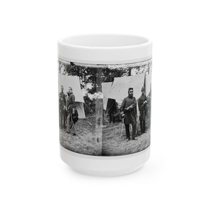 Fair Oaks, Va., Vicinity. Capt. James M. Robertson (Third From Left) And Officers (U.S. Civil War) White Coffee Mug