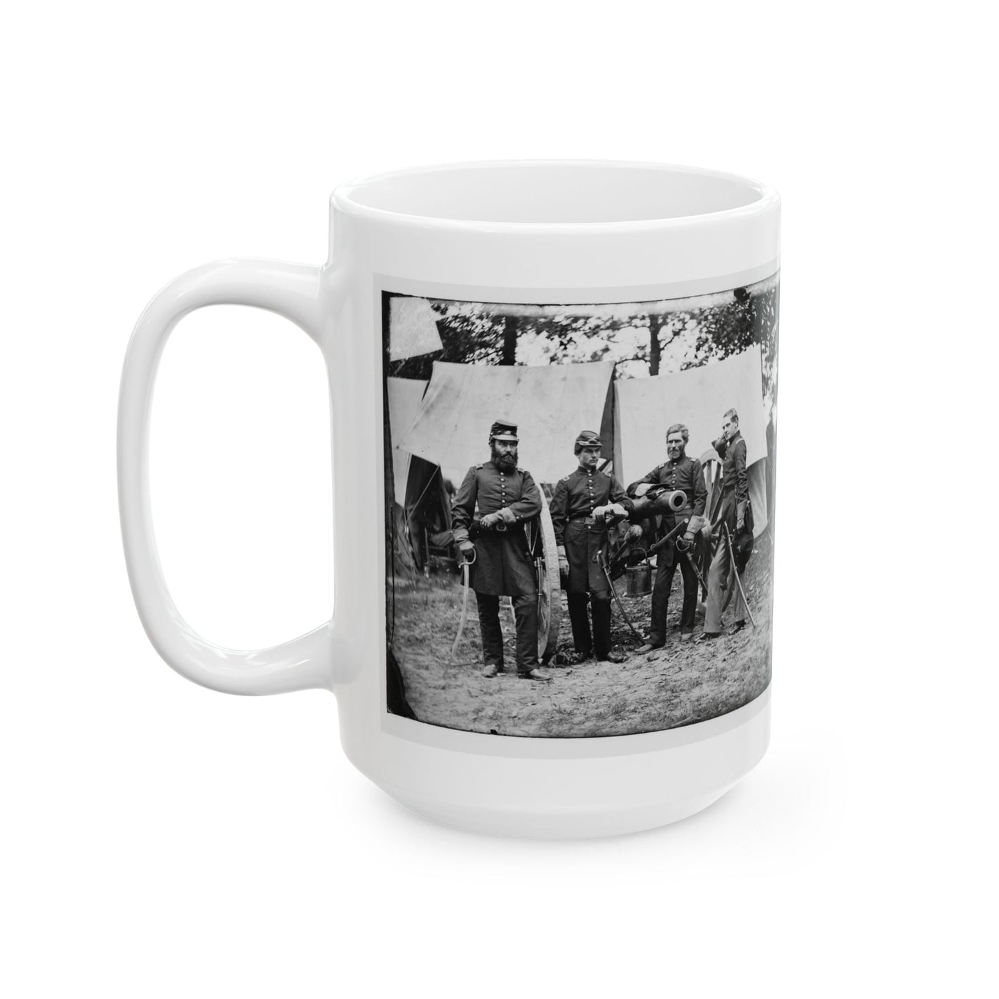 Fair Oaks, Va., Vicinity. Capt. James M. Robertson (Third From Left) And Officers (U.S. Civil War) White Coffee Mug