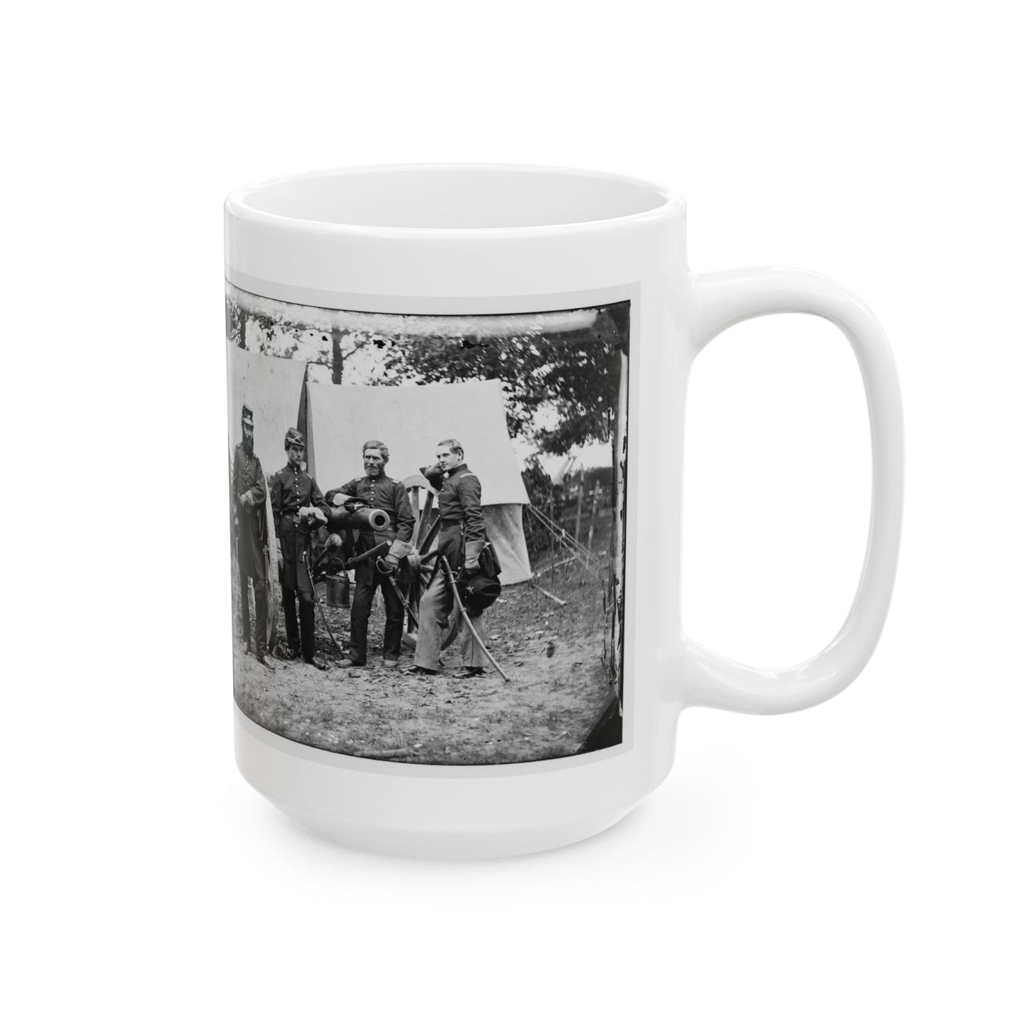 Fair Oaks, Va., Vicinity. Capt. James M. Robertson (Third From Left) And Officers (U.S. Civil War) White Coffee Mug