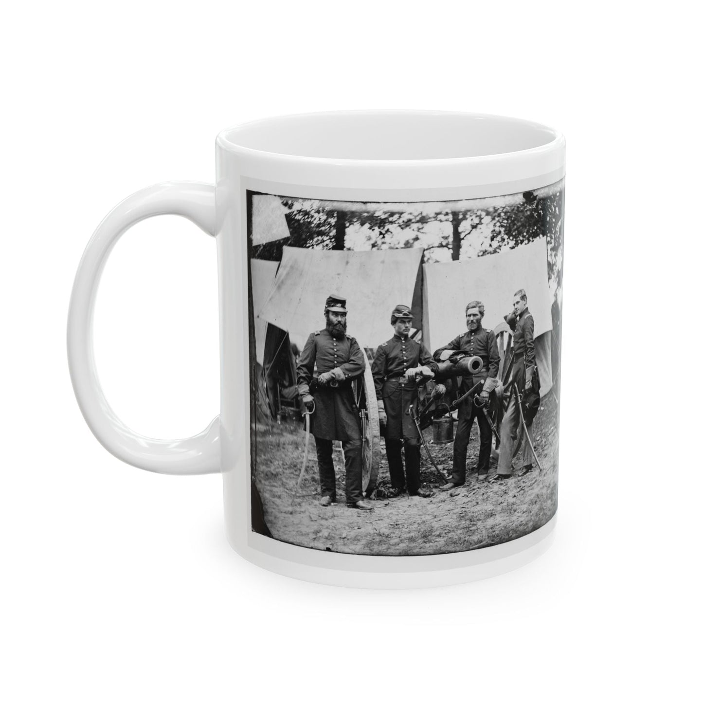 Fair Oaks, Va., Vicinity. Capt. James M. Robertson (Third From Left) And Officers (U.S. Civil War) White Coffee Mug