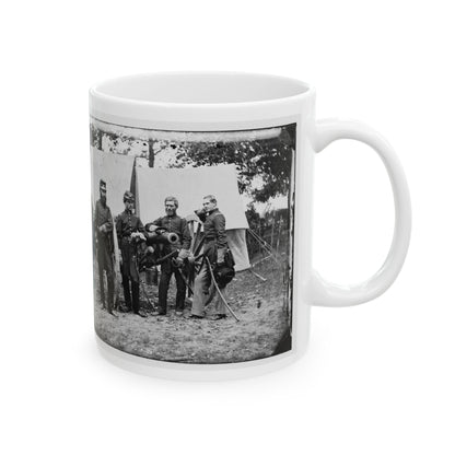 Fair Oaks, Va., Vicinity. Capt. James M. Robertson (Third From Left) And Officers (U.S. Civil War) White Coffee Mug