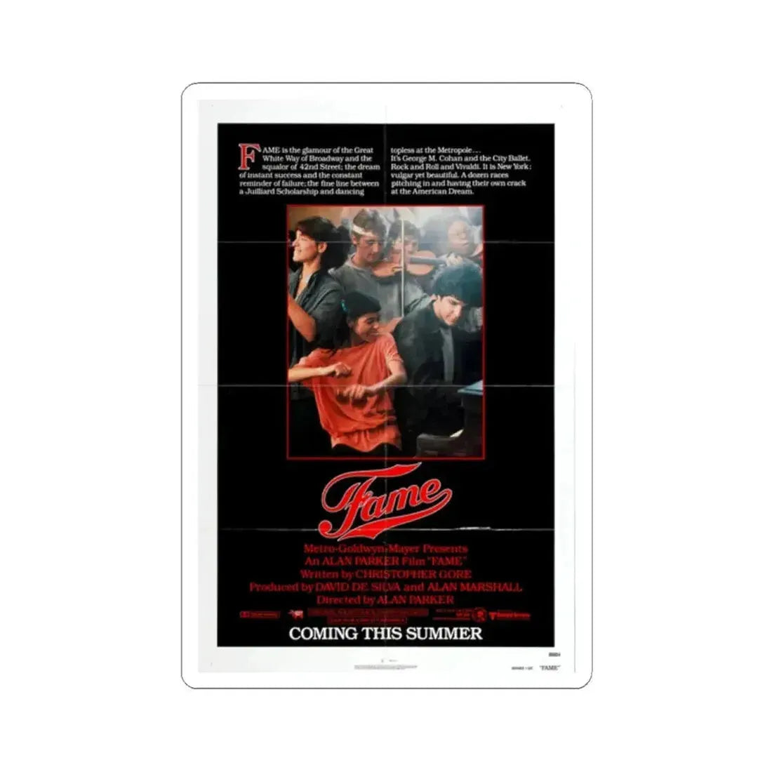 Fame 1980 Movie Poster - STICKER Vinyl Kiss-Cut Decal 2 Inch White - The Sticker Space
