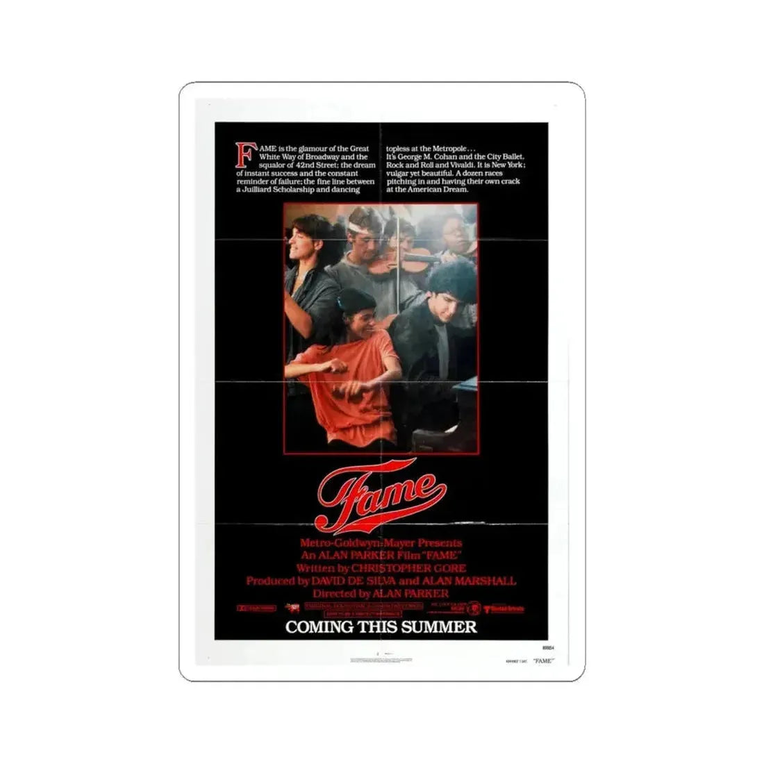 Fame 1980 Movie Poster - STICKER Vinyl Kiss-Cut Decal 6 Inch White - The Sticker Space