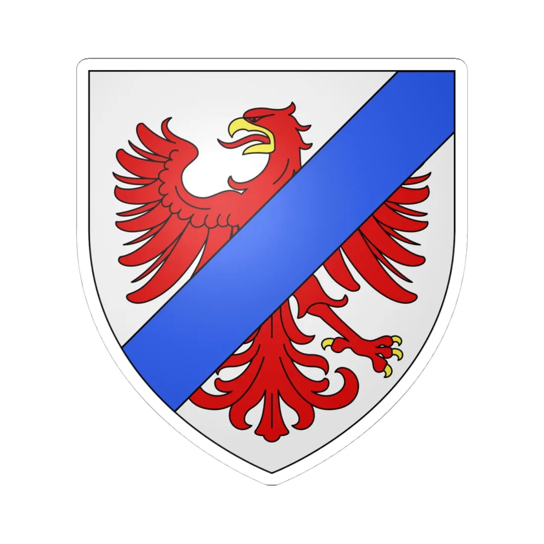 Famille dAbancourt de Maucomble reflet (France) (Coat of Arms) STICKER Vinyl Kiss-Cut Decal 4 Inch White - The Sticker Space