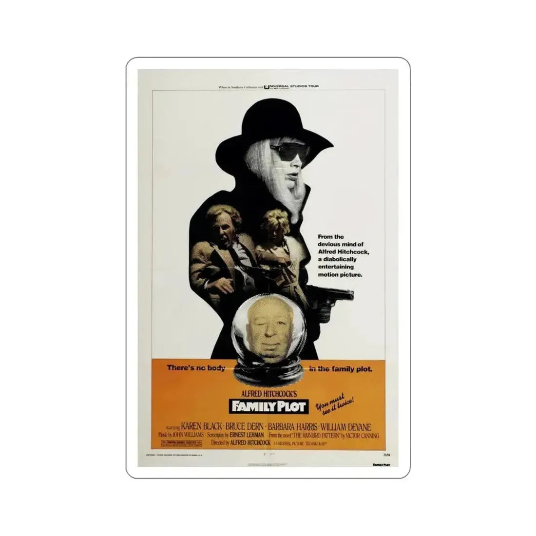 Family Plot 1976 Movie Poster STICKER Vinyl Die-Cut Decal 6 Inch - The Sticker Space