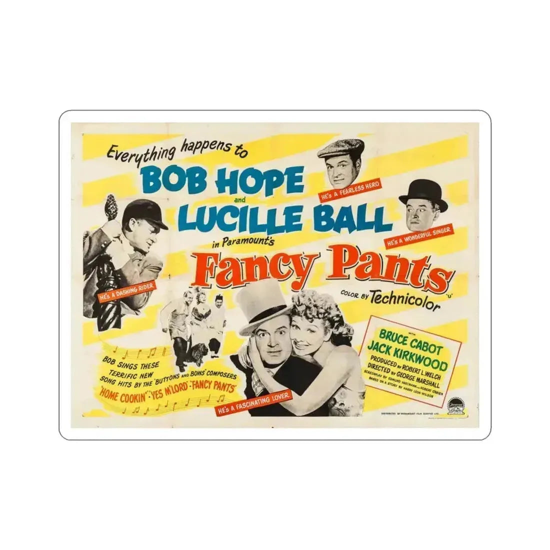 Fancy Pants 1950 v2 Movie Poster STICKER Vinyl Die-Cut Decal 3 Inch - The Sticker Space