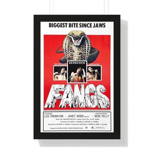 FANGS (SNAKES) 1974 - Framed Movie Poster 16″ x 24″ Black - The Sticker Space