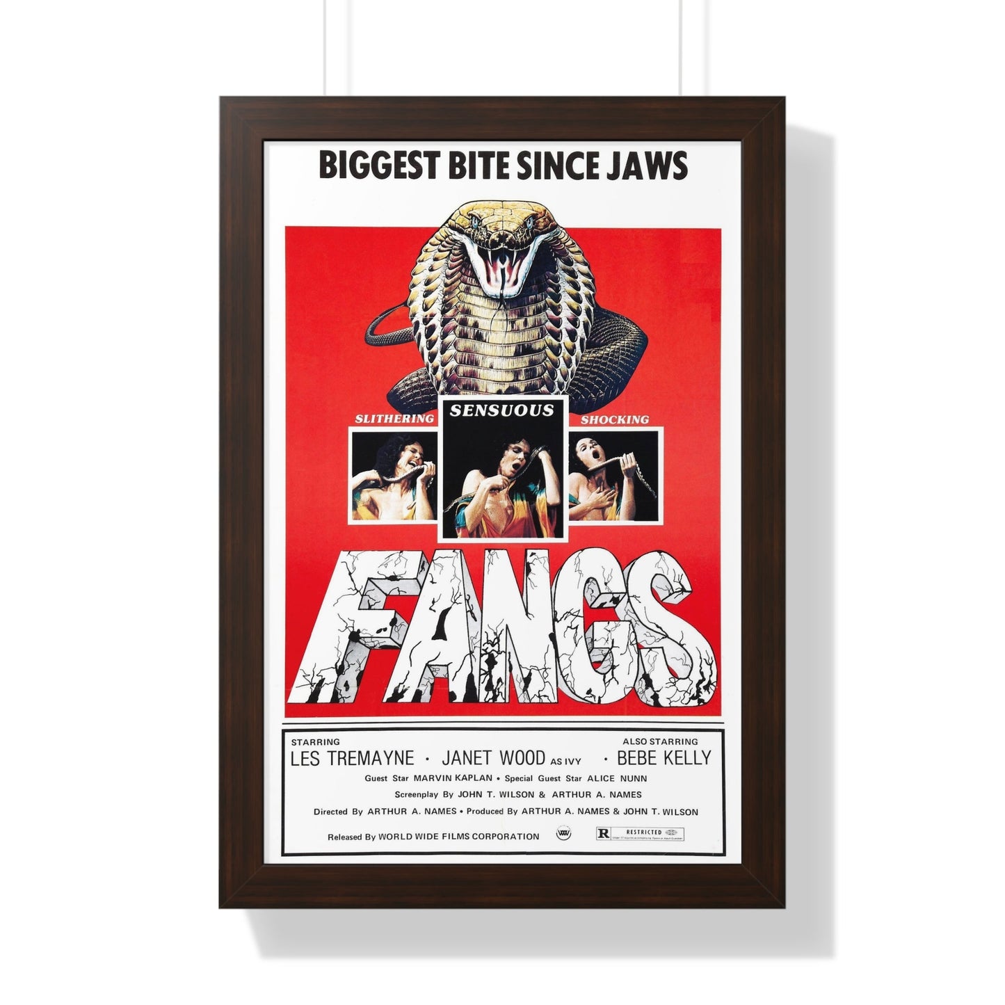 FANGS (SNAKES) 1974 - Framed Movie Poster-16″ x 24″-The Sticker Space