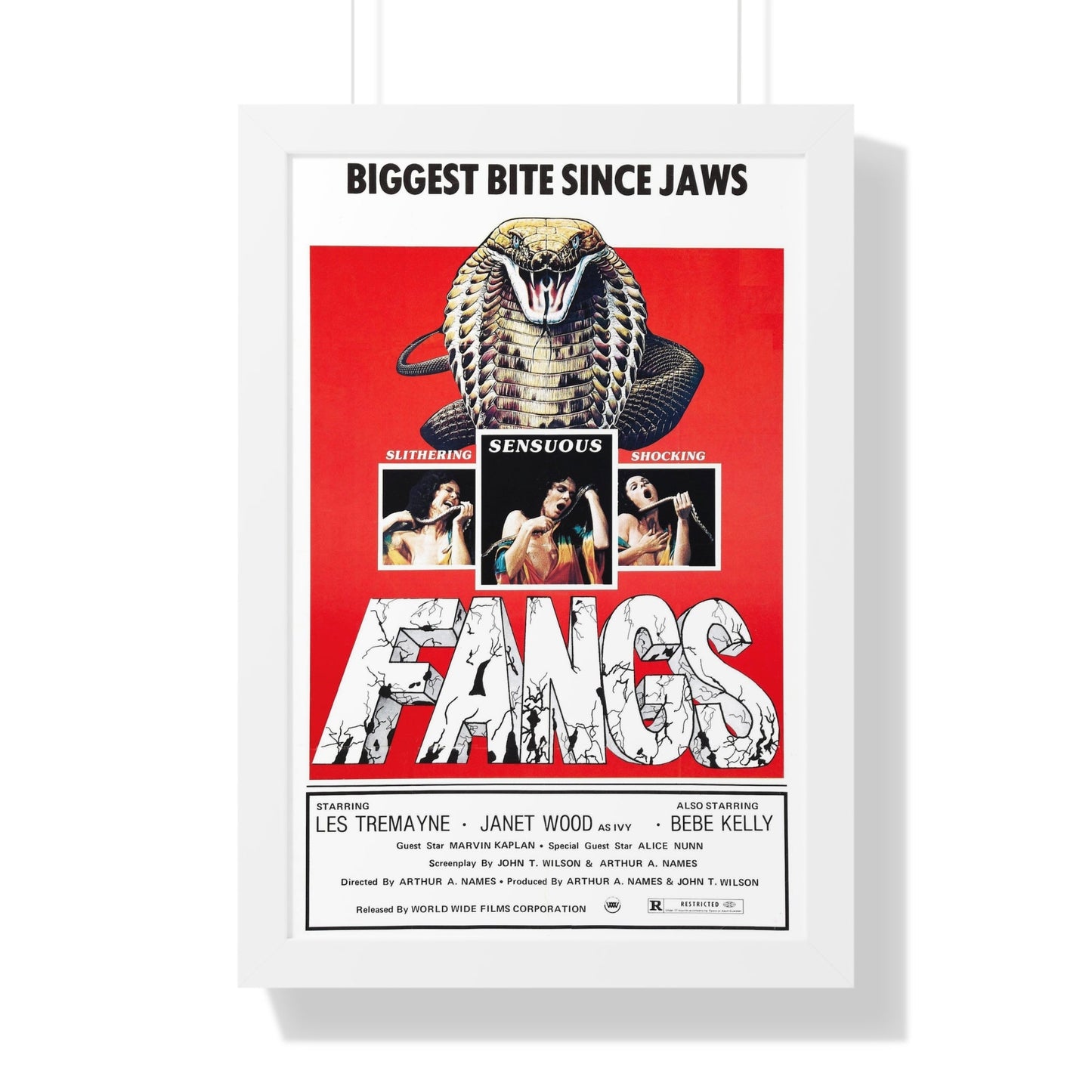 FANGS (SNAKES) 1974 - Framed Movie Poster-16″ x 24″-The Sticker Space