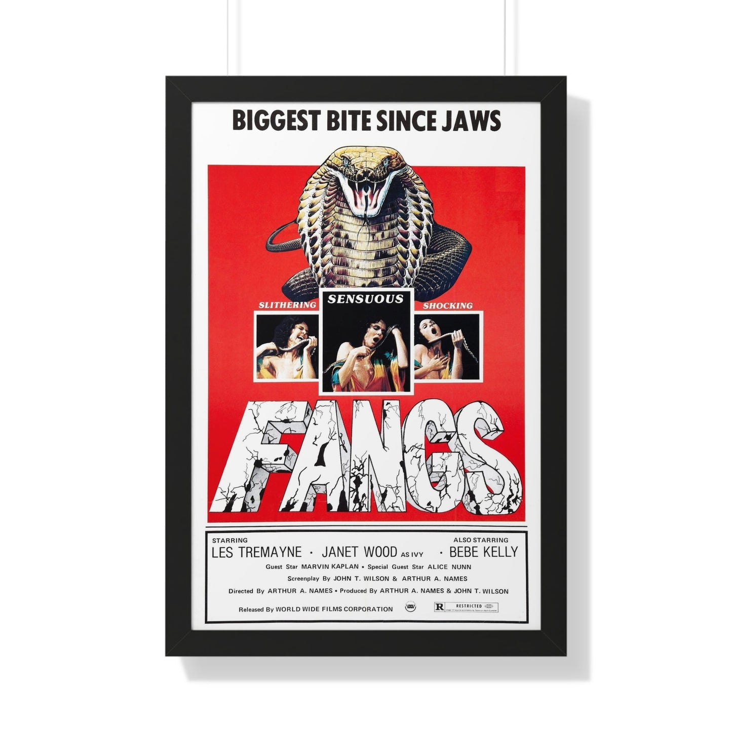 FANGS (SNAKES) 1974 - Framed Movie Poster-20" x 30"-The Sticker Space