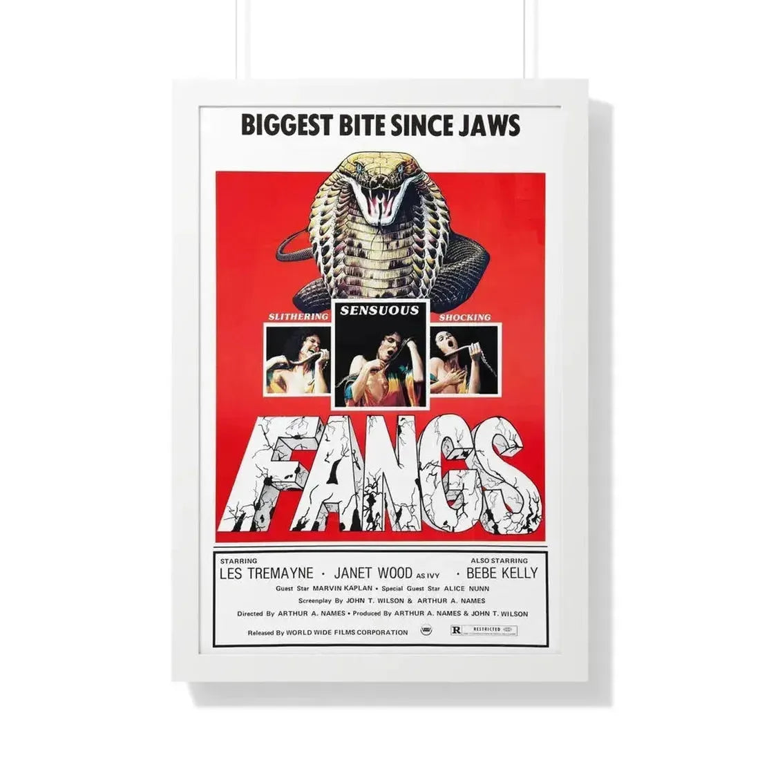 FANGS (SNAKES) 1974 - Framed Movie Poster 20" x 30" White - The Sticker Space