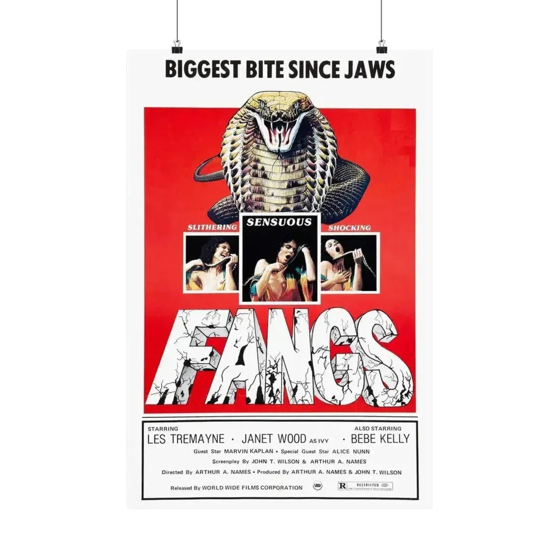 FANGS (SNAKES) 1974 - Paper Movie Poster 20″ x 30″ Matte - The Sticker Space