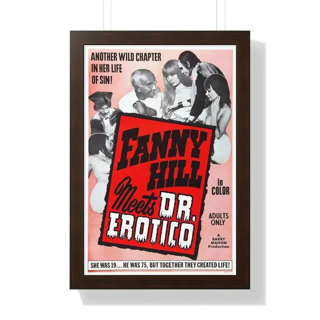 FANNY HILL MEETS DR.EROTICO 1967 - Framed Movie Poster 16″ x 24″ Walnut - The Sticker Space