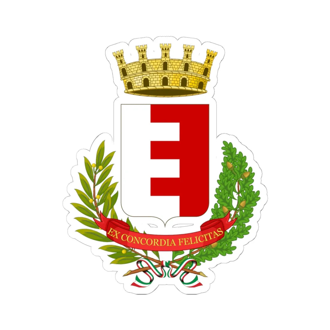 Fano-Stemma (Italy) (Coat of Arms) STICKER Vinyl Kiss-Cut Decal 6 Inch White - The Sticker Space