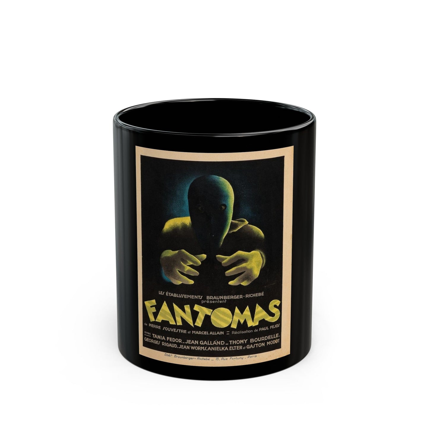 FANTOMAS 1964 Movie Poster - Black Coffee Mug-11oz-The Sticker Space