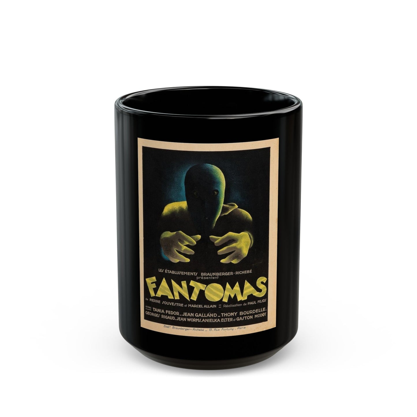 FANTOMAS 1964 Movie Poster - Black Coffee Mug-15oz-The Sticker Space