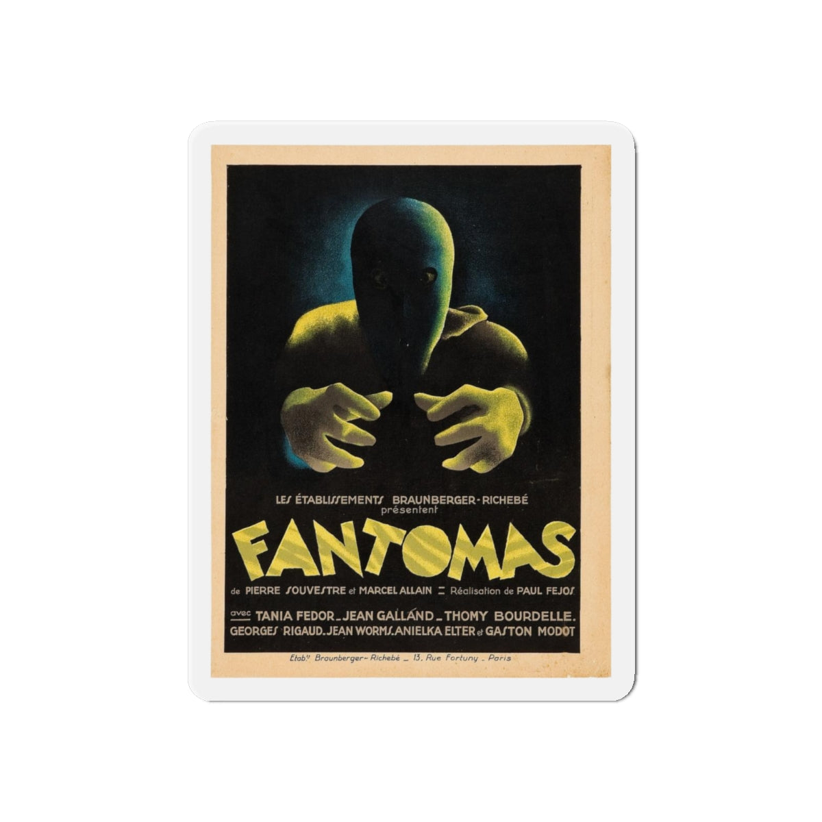 FANTOMAS 1964 Movie Poster - Die-Cut Magnet-6 × 6"-The Sticker Space