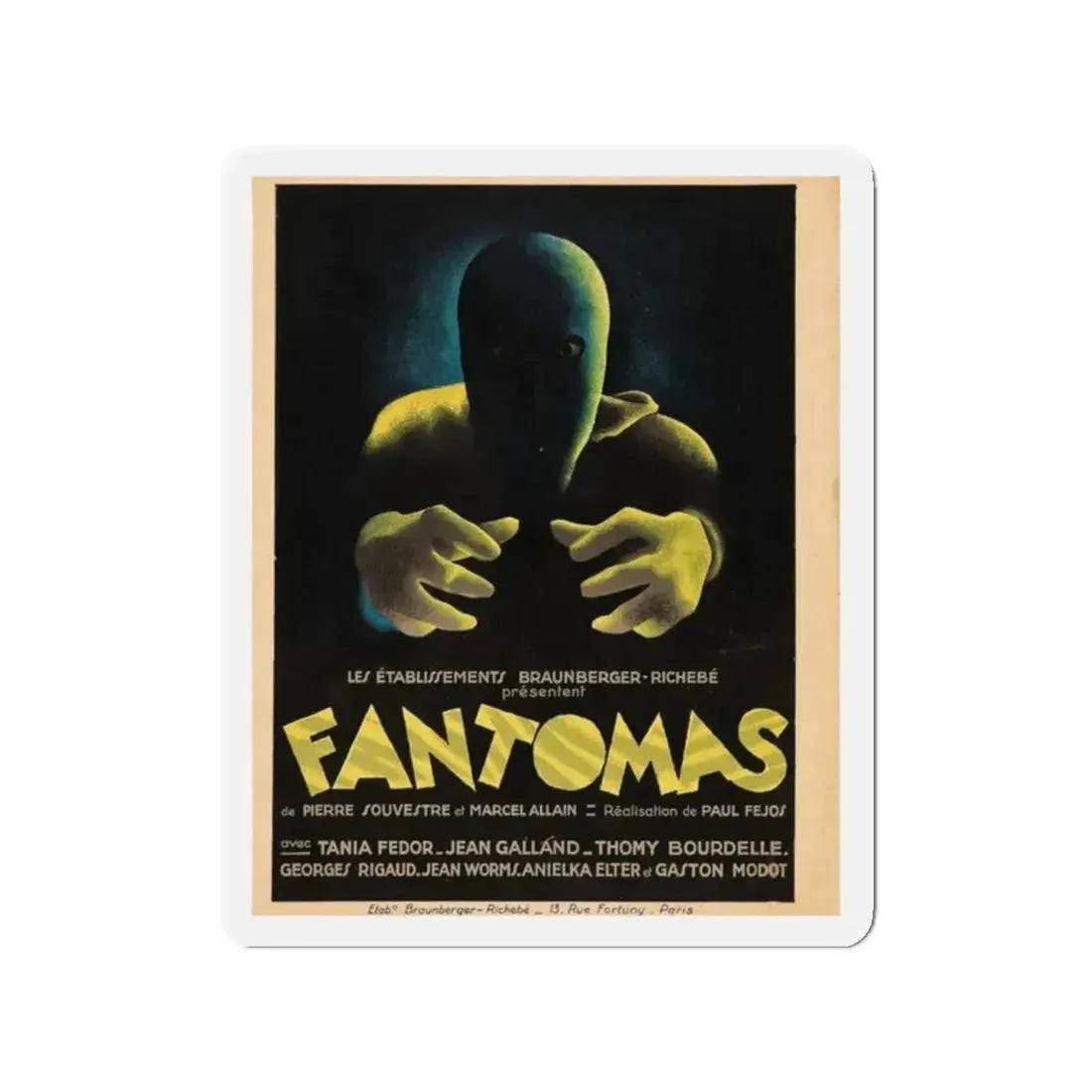 FANTOMAS 1964 Movie Poster - Refrigerator Magnet 2 Inch - The Sticker Space