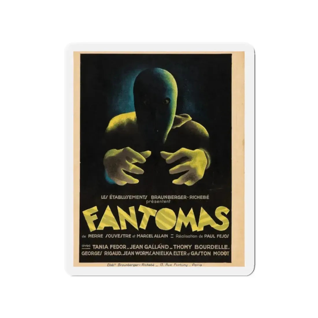 FANTOMAS 1964 Movie Poster - Refrigerator Magnet 2 Inch - The Sticker Space