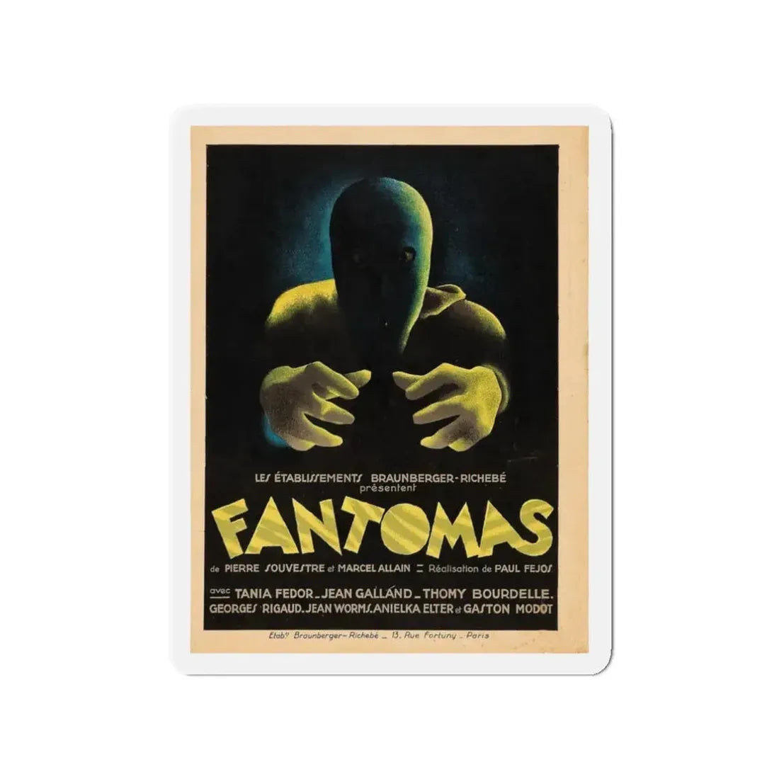 FANTOMAS 1964 Movie Poster - Refrigerator Magnet 3 Inch - The Sticker Space