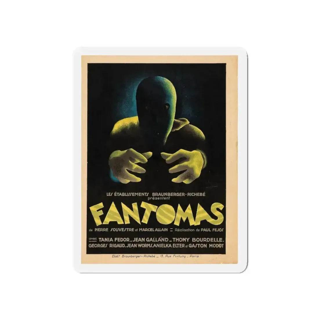 FANTOMAS 1964 Movie Poster - Refrigerator Magnet 5 Inch - The Sticker Space