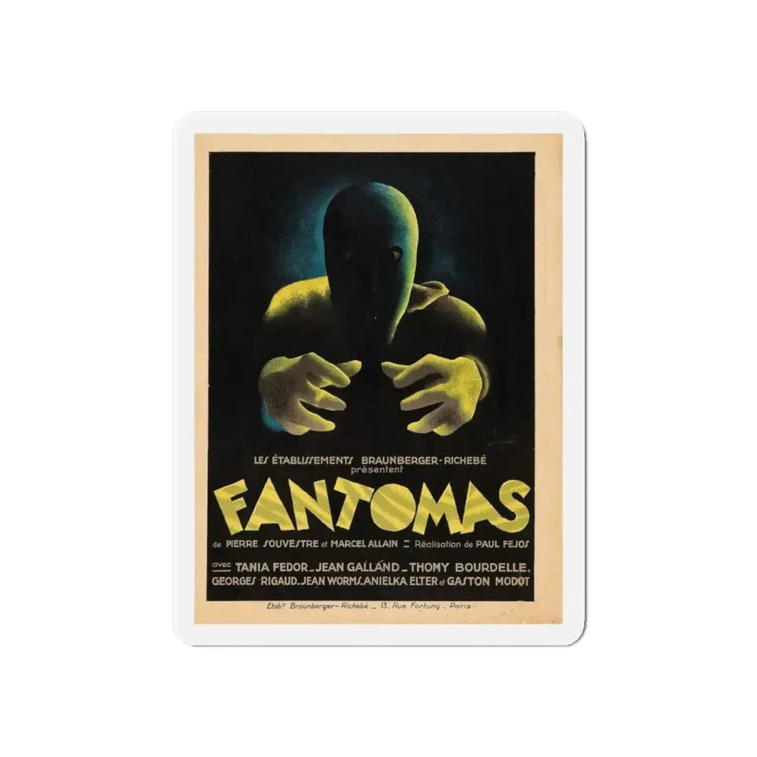 FANTOMAS 1964 Movie Poster - Refrigerator Magnet 6 Inch - The Sticker Space