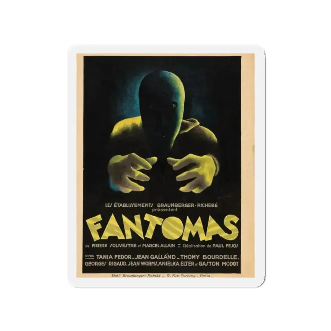 FANTOMAS 1964 Movie Poster - Refrigerator Magnet - The Sticker Space