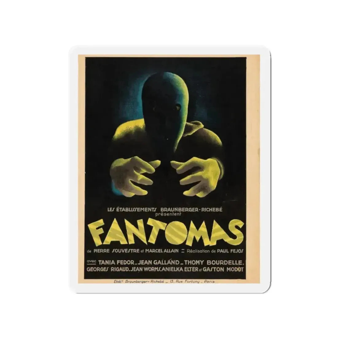 FANTOMAS 1964 Movie Poster - Refrigerator Magnet - The Sticker Space