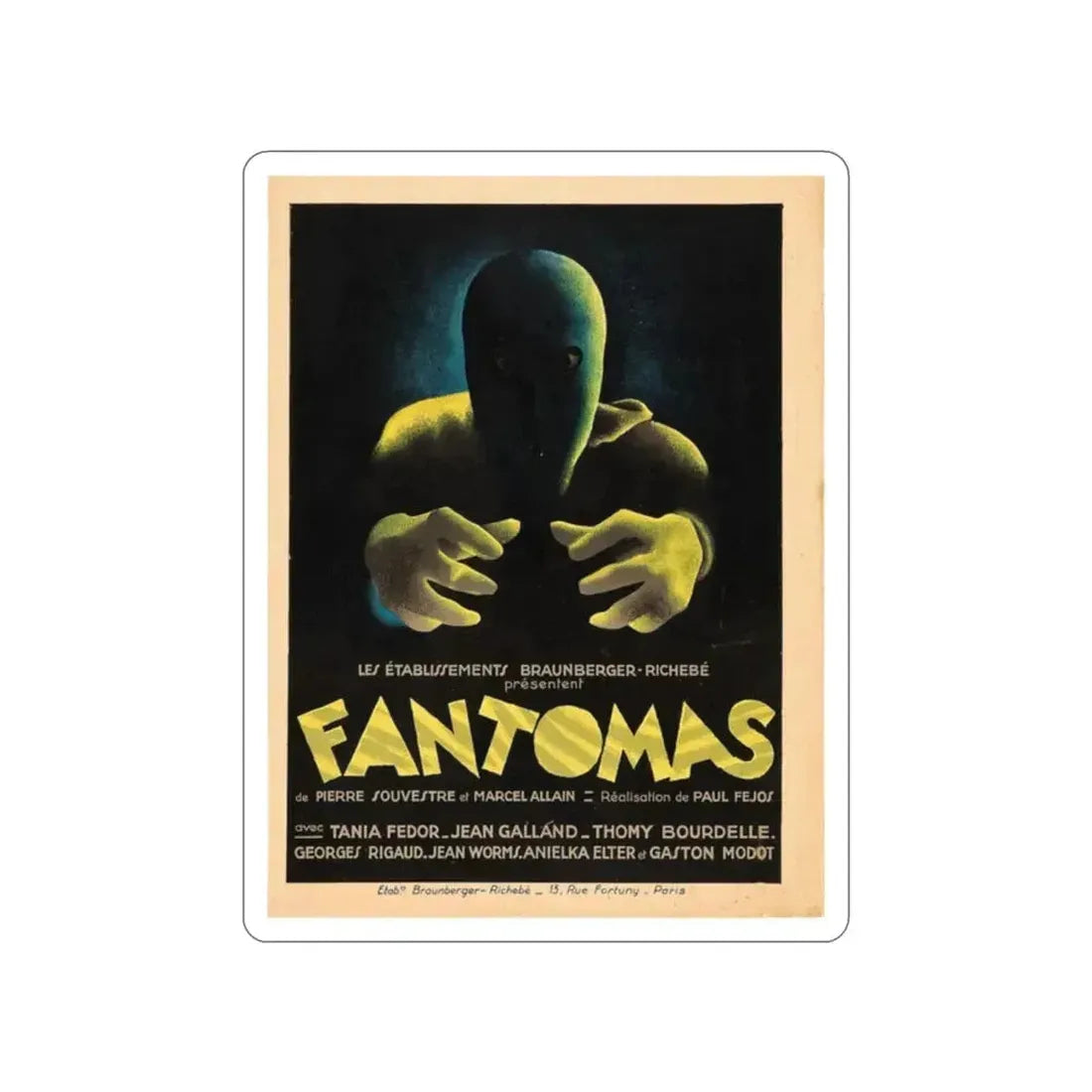 FANTOMAS 1964 Movie Poster STICKER Vinyl Die-Cut Decal 2 Inch - The Sticker Space