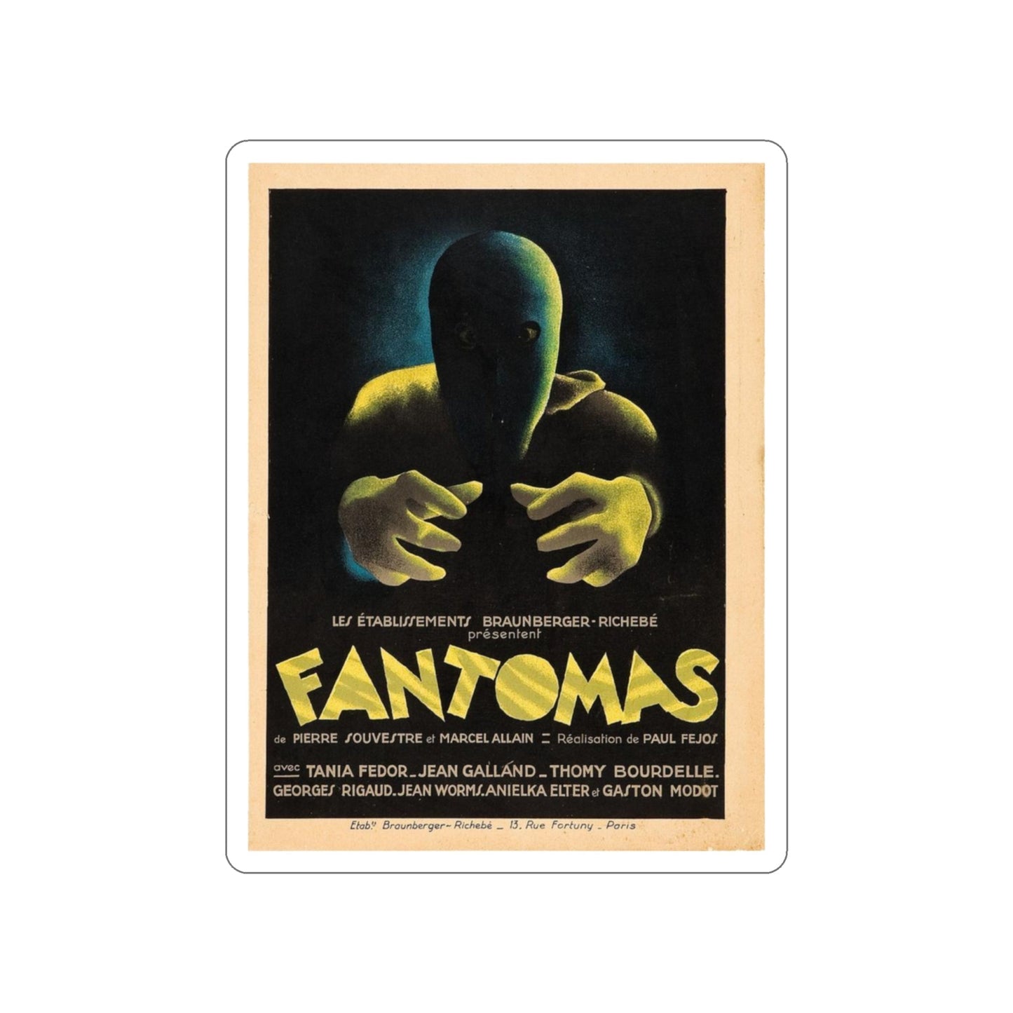 FANTOMAS 1964 Movie Poster STICKER Vinyl Die-Cut Decal-3 Inch-The Sticker Space