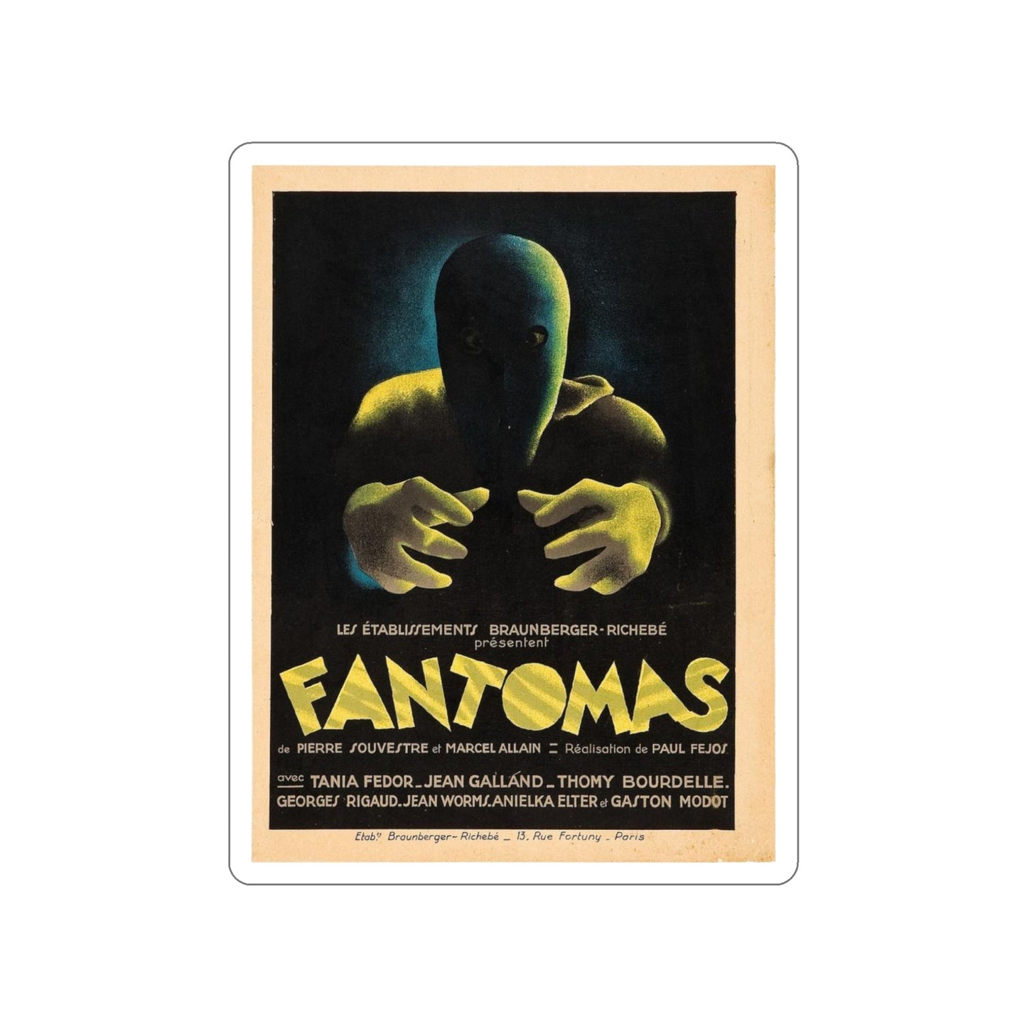 FANTOMAS 1964 Movie Poster STICKER Vinyl Die-Cut Decal-5 Inch-The Sticker Space