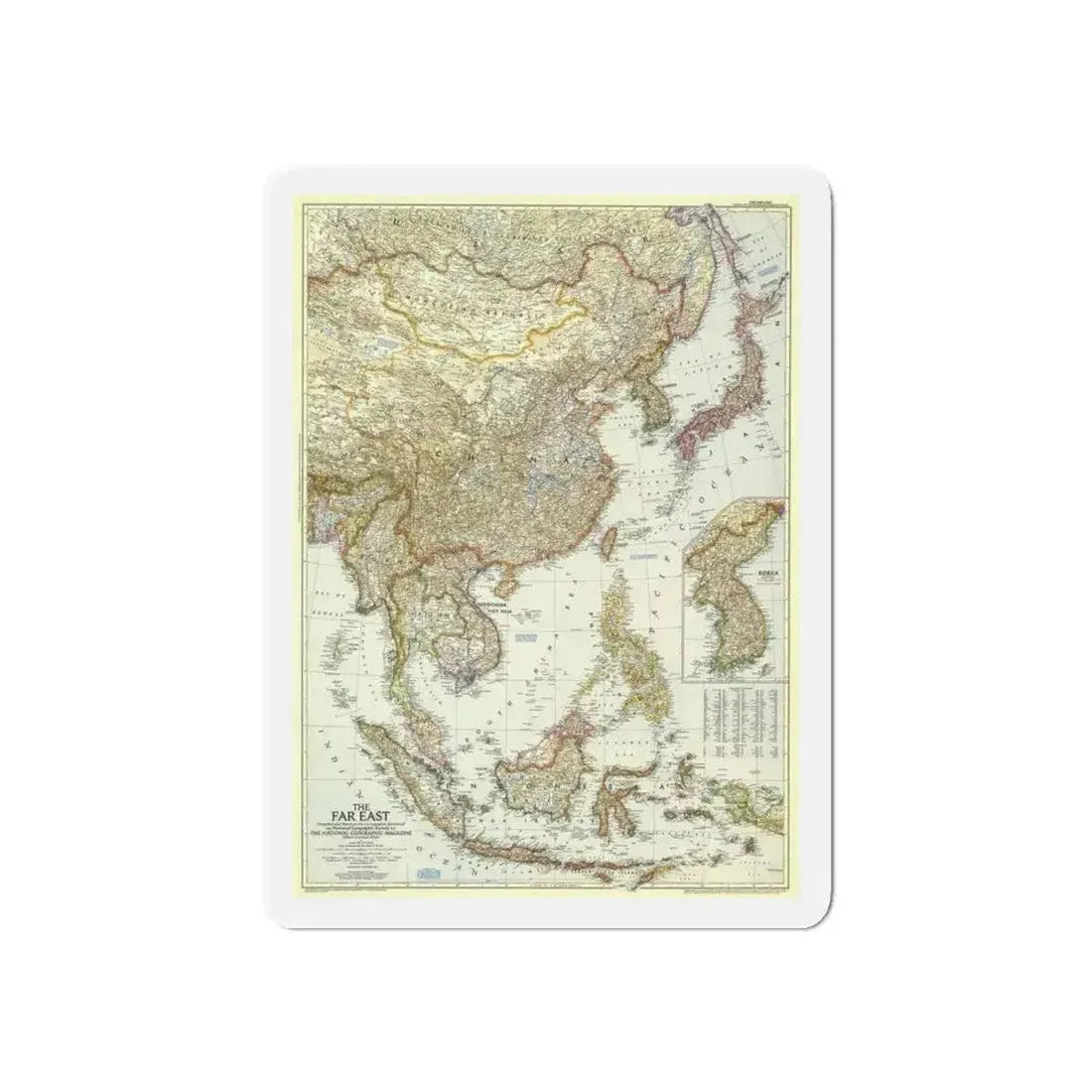 Far East (1952) (Map) Refrigerator Magnet - The Sticker Space
