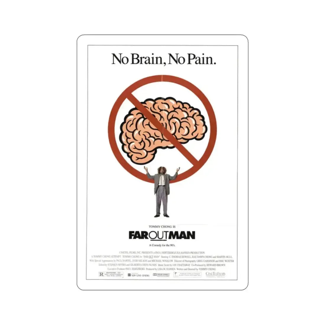 Far Out Man 1990 Movie Poster STICKER Vinyl Die-Cut Decal 2 Inch - The Sticker Space