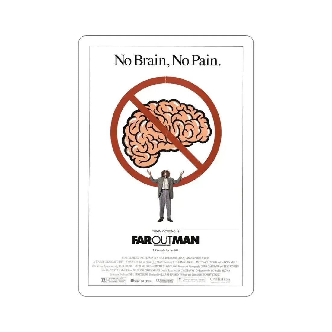 Far Out Man 1990 Movie Poster STICKER Vinyl Die-Cut Decal 6 Inch - The Sticker Space