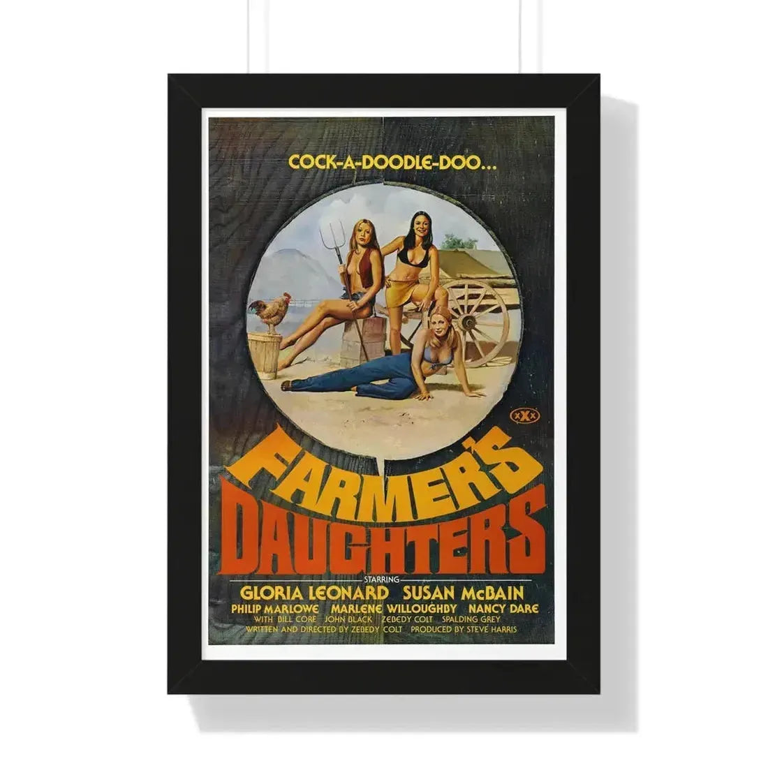 FARMER'S DAUGHTERS 1976 - Framed Movie Poster 16″ x 24″ Black - The Sticker Space