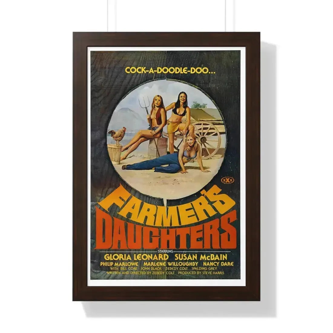 FARMER'S DAUGHTERS 1976 - Framed Movie Poster 16″ x 24″ Walnut - The Sticker Space